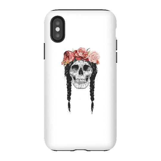Balazs Solti Skull And Flowers Phone Case for iPhone and Android - iPhone X - Tough Case - Matte