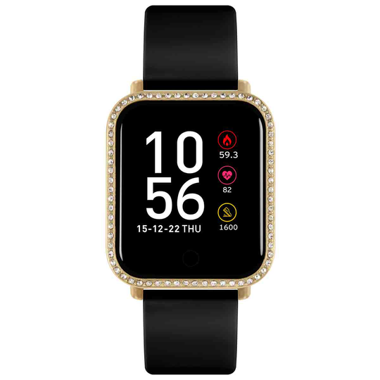 Reflex Active Series 6 Smart Watch With Colour Touch Screen & Stone Set Case With Up To 7 Day Battery Life Black