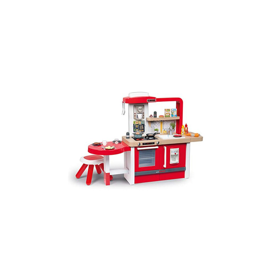 Smoby 312301 Red Tefal Grand Chef 43pc Large Play Kitchen | Cool Features Like Magic Boil Function | Height Adaptable for Ages 3-8