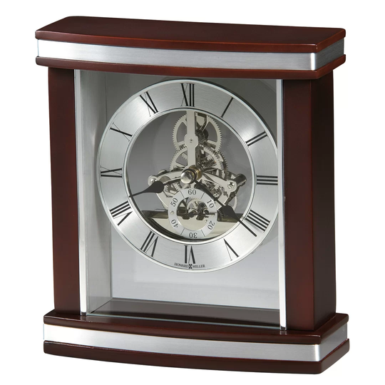 Templeton Modern & Contemporary Analog Quartz Tabletop Clock in Satin Rosewood/Silver