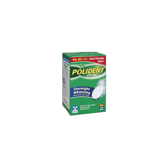 Polident Overnight Whitening Triple Mint Freshness Antibacterial Denture Cleaner Tablets - 84 CT