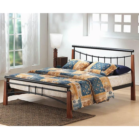 Franklin Double Bed Black/Dark Oak