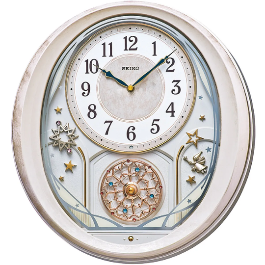 Seiko Melody in Motion Wall Clock with Pink Marble Case