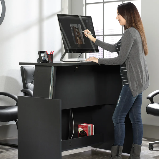 Teknik Vertex Sit Stand Desk - Bourbon Oak Finish