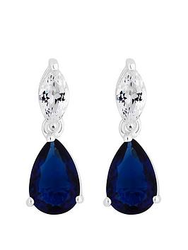 Simply Silver Sterling Silver 925 Blue Cubic Zirconia Pear Drop Earring