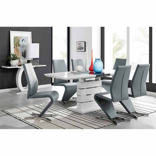 Furniture Box Renato 6 Seater Extending Table And 8 x Elephant Grey Willow Chairs