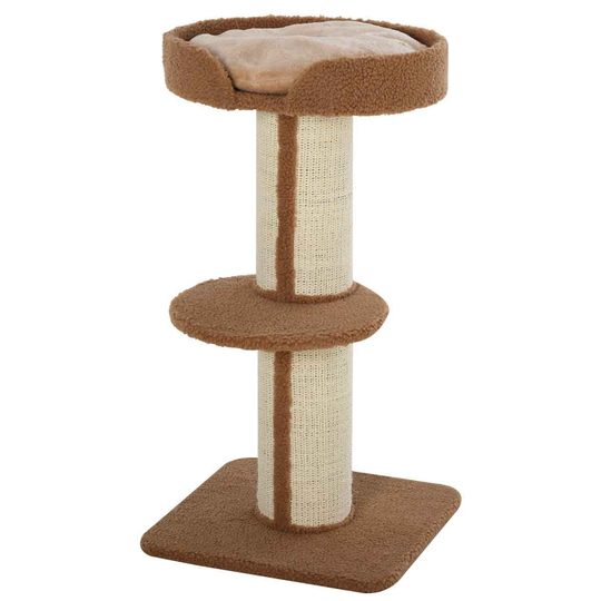 PawHut 2-Tier Cat Resting Tree w/ Top Basket, Cushion and Sisal Post - Brown
