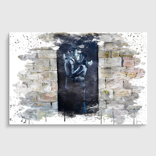 'Mobile Lovers Banksy Wall Art Graffiti' Graphic Art Print Poster