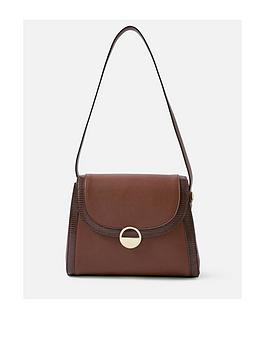 Accessorize Croc Detail Shoulder Bag - Chocolate