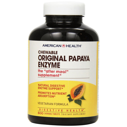 American Health Original Papaya Enzyme Chewable Tablets, 600 Count