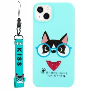 Kiss Series iPhone 14 TPU Case with Strap - Dog