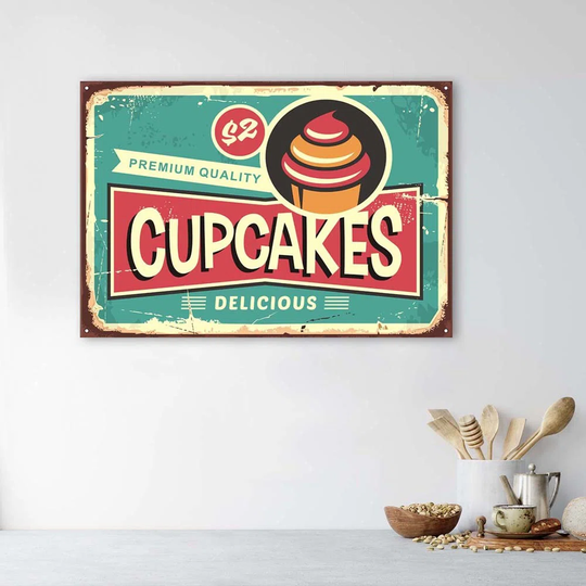 Canvas Print Sign Retro Poster Cupcakes