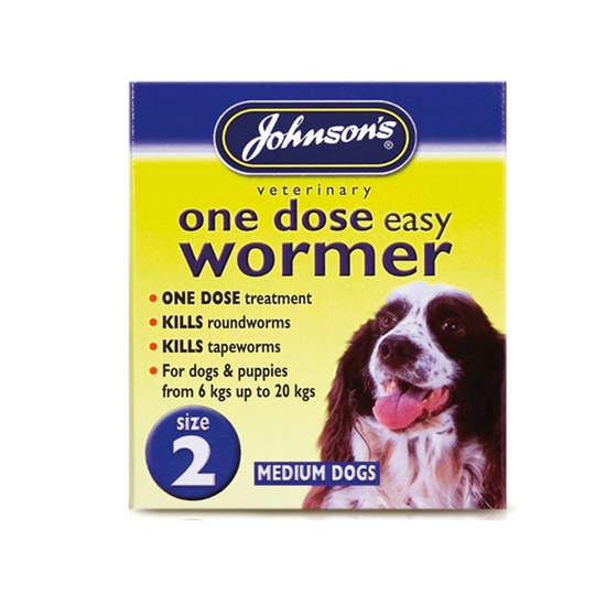 Johnson's Size 2 Medium Dog One Dose Easy Wormer Tablet Worming Tablet Dog Dewormer Tablets