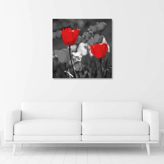 Canvas Print Red Flowers Tulips Nature