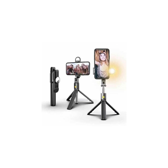 (Black ) New 6 in 1 Wireless Bluetooth Selfie Stick