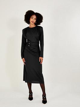 Monsoon Belted Ring Detail Jersey Dress - Black