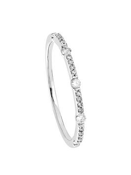 Love Diamond 9Ct White Gold 0.15Ct Diamond Delicate Eternity Band Ring