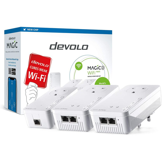 Devolo Magic 2-2400 WiFi Next: Ultimate Whole Home Mesh WiFi Kit Over Powerline, 4k/ 8k UHD Streaming And Stable Home Working (2400 Mbps, 5x Gb LAN