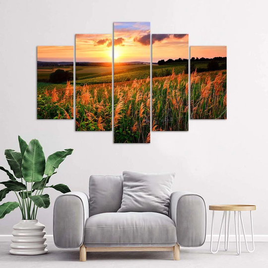 Canvas Print Sunset Flowers Meadow