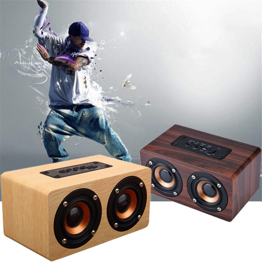 (Yellow) 10W Retro Wood Wireless Bluetooth-compatible Speaker Portable Mini USB Charging HiFi Speaker