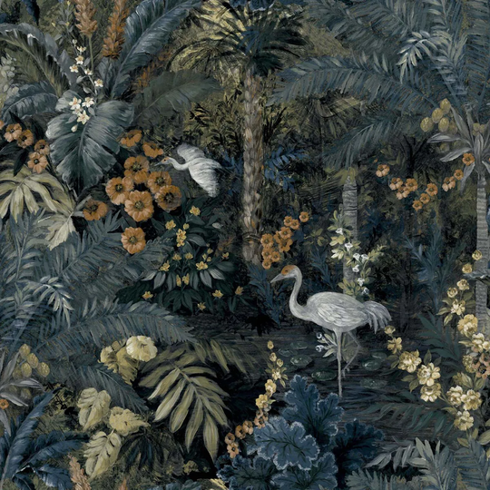 Holden Decor Jungle Paradise Navy Wallpaper
