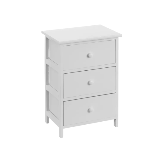 Antoniette 3-Drawer White Bedside Table