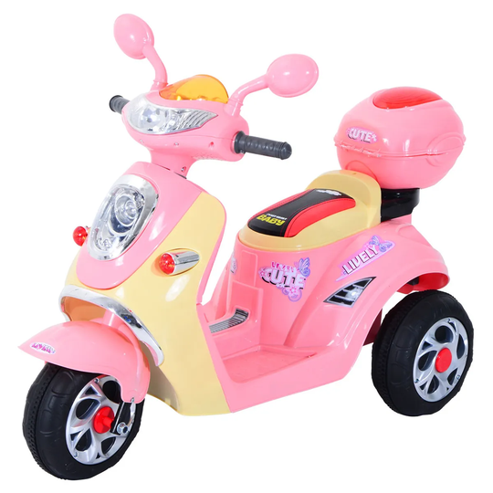 Reiten Kids Electric Ride On Motorbike Tricycle 6V Battery Power - Pink