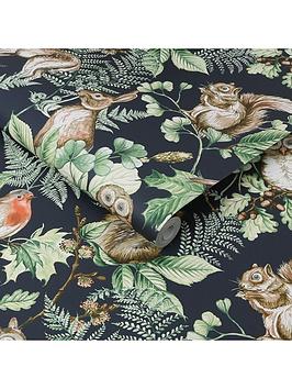 Superfresco Easy Kids Woodland Animals Navy Wallpaper
