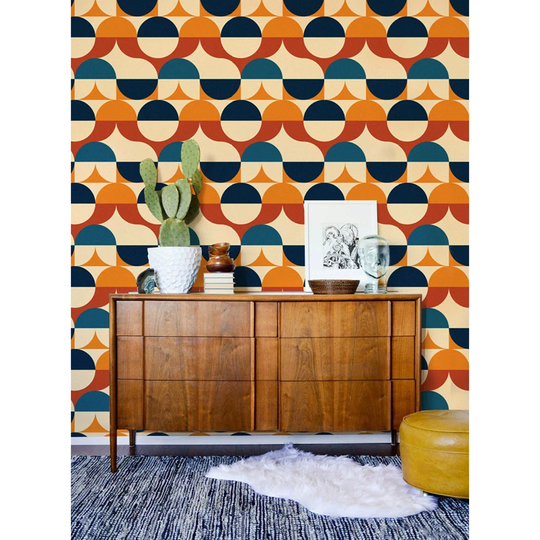 Walllpaper Roll 250X250cm Mural Decoration Kitchen Livingroom Bedroom Wallpaper Material With Print - Retro Circles Vintage Oldshool Pastel