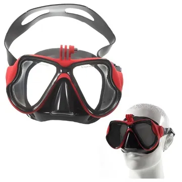 Scuba Diving Mask with Universal Action Camera Mount - Red / Black