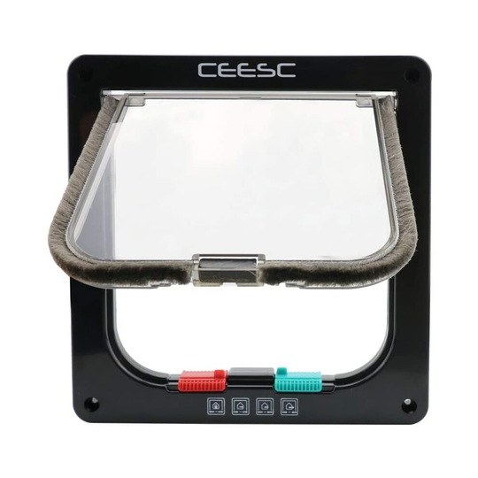 CEESC Cat Flap Door Magnetic Pet Screen Door With 4 Way Lock for Puppies and Small Dogs, 3 Sizes and 2 Colors Options (S: 7.56"(W) x 7.87"(H) x