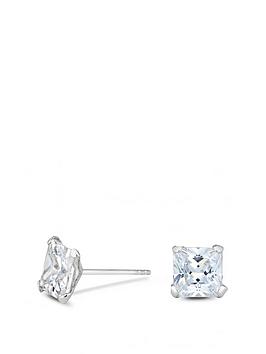 Simply Silver Sterling Silver 925 With Cubic Zirconia 7Mm Princess Cut Stud Earrings