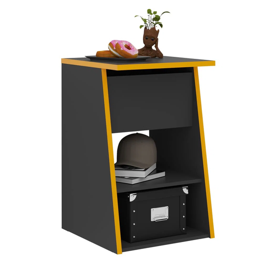 FMD Gaming Side Table With 2 Open Compartments 49.4X50x77.7 Cm Anthracite