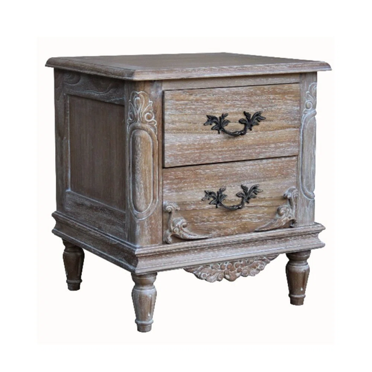 Weathered 2 Drawer Bedside Table