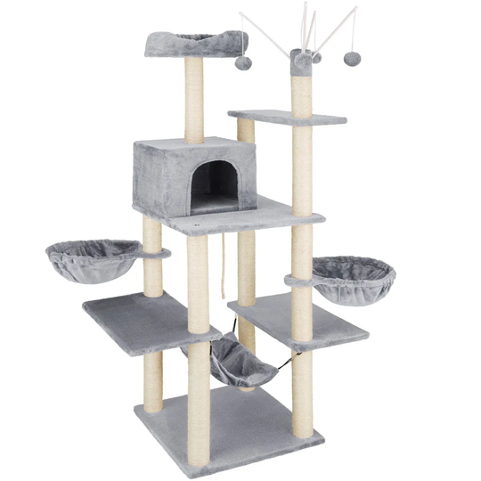 Tectake Cat Tree Scratching Post Lilou - Grey