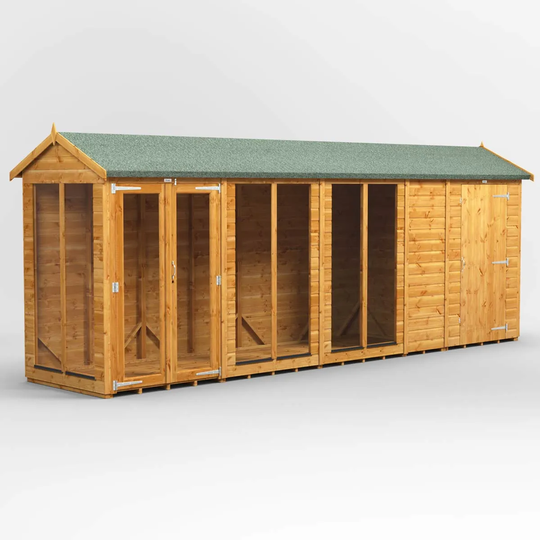 18X4 Power Apex Summerhouse Combi Including 4Ft Side Store