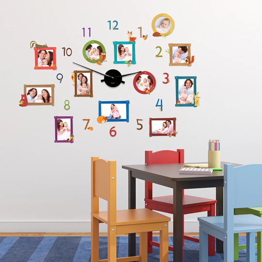 Animal Photo Frames Silent Wall Clock