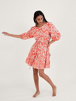 Monsoon Geo Print Cut Out Back Short Dress
