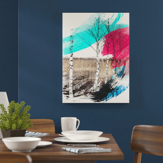 'Birch Tree Landscape' Graphic Art Print Poster