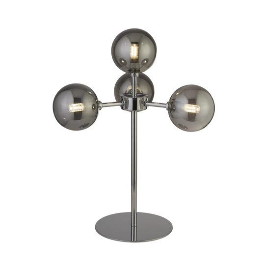 4Lt Chrome Table Lamp With Smoke Glass Shades