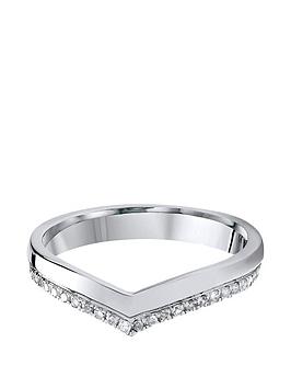 Love DIAMOND 9ct White Gold 15 Point Diamond Wishbone 3mm Wedding Band, One Colour, Size Q, Women