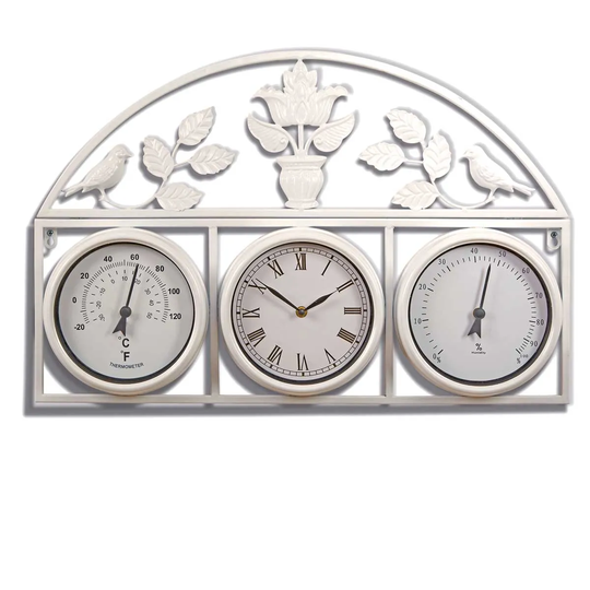 Garden Gear Outdoor Wall Clock and Weather Station - Cream