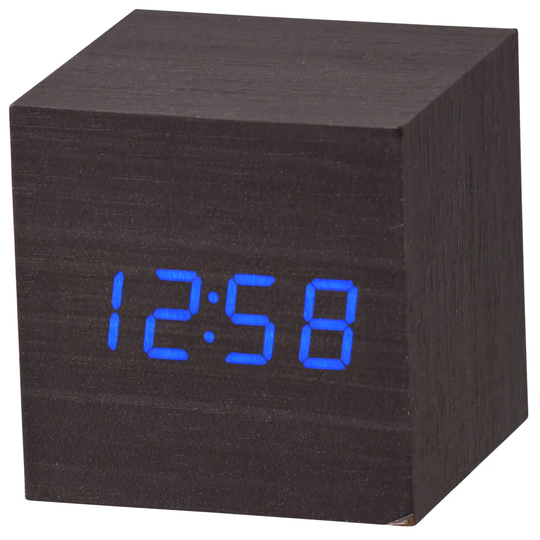 Acctim 'Ark' Cube LED Alarm Clock - Black Wood