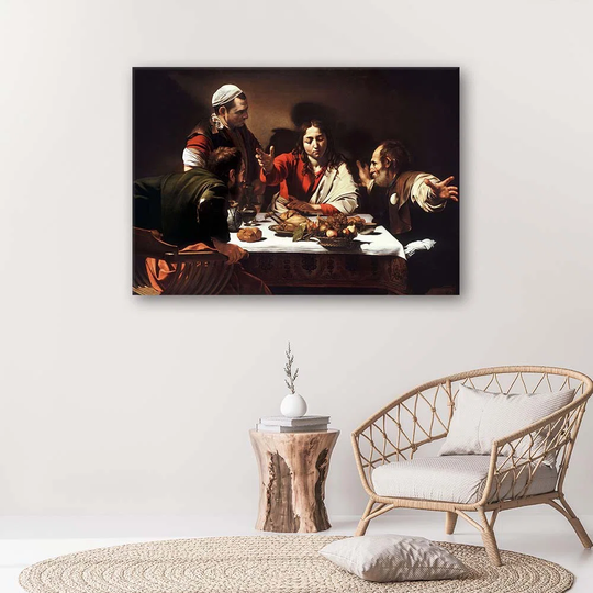 Canvas Print REPRODUCTION The Last Supper At Emmaus - Caravaggio