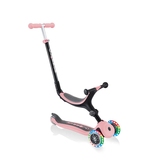 Globber Go Up Foldable Scooter with Lights - Pastel Pink