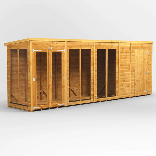 18X4 Power Pent Summerhouse Combi Including 4Ft Side Store