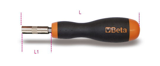 Beta Tools 851 165 1/4" Hex Drive Magnetic Bit Holder Stubby L: 165mm L1: 45mm