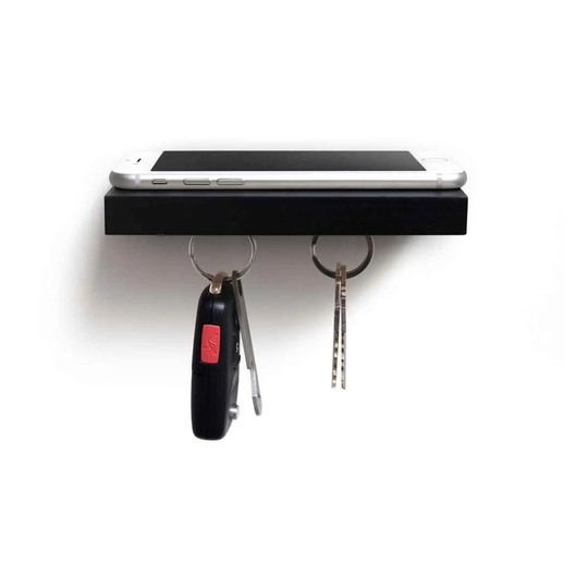 IloveHandles Plank Wooden Floating Shelf With A Magnetic Underside For Mobile & Keys Storage - Black