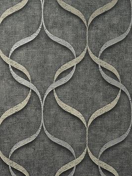 Fine Décor Milano Wave Wallpaper - Charcoal