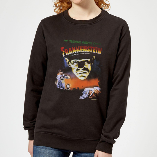 Universal Monsters Frankenstein Vintage Poster Women's Sweatshirt - Black - XS